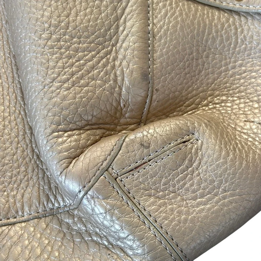 Cole Haan Gold Pebbled Leather Large Hobo Bag Pink Interior‎